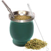 Norte Yerba Mate Cup Kit, 8-Ounces Traditional Mate Tea Cup/Gourd Set | Includes 2 Bombillas (Yerba Mate Straw) & Cleaning Brush, Stainless Steel Cup, Double-Walled, Easy to Clean | Black - Green