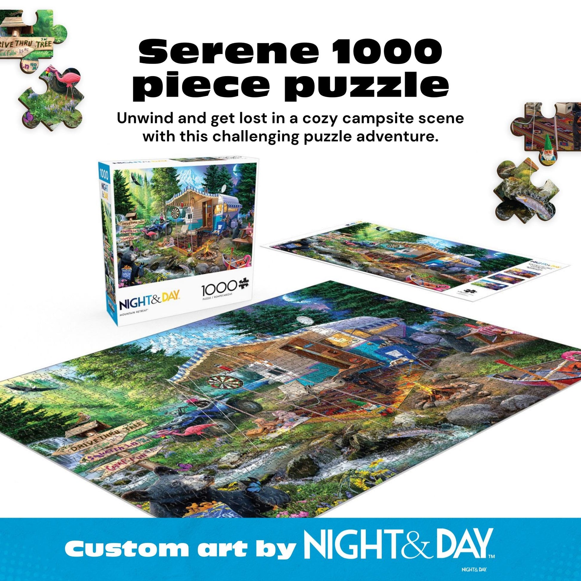 Buy now Buffalo Games - Mountain Retreat - Jeff Haynie - 1000 Piece Jigsaw Puzzle for Adults, Challenging and Colorful Camping Scene, Precision-Cut Pieces, Includes Full-Color Poster at indiglob india