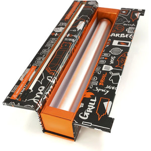 ChicWrap BBQ Grill Refillable Foil Dispenser - One 12"x 30' Roll of Professional Grade Aluminum Foil - Reusable Dispenser w/Slide Cutter - Kosher Certified - Reduces Waste & Saves Money
