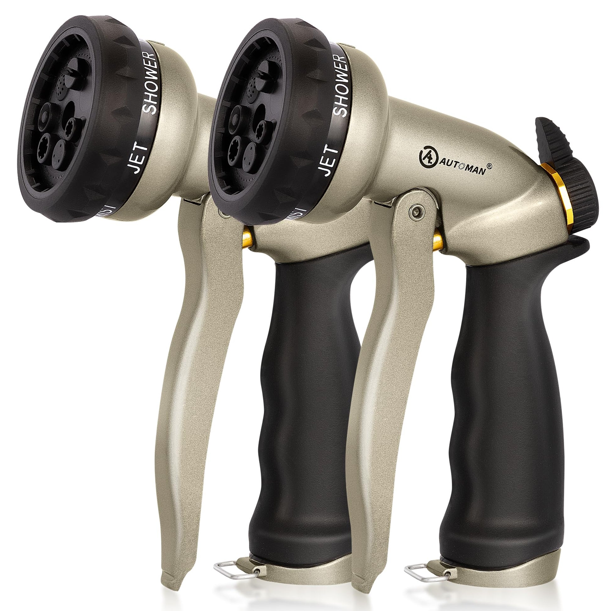 Buy now AUTOMAN-Garden-Hose-Nozzle, ABS Water Spray Nozzle with 7 Adjustable Watering Patterns, Slip Resistant for Watering Plants, Lawn& Garden, Washing Cars, Cleaning, Showering Pets & Outdoor Fun. Metalic Sand ×2 at indiglob india