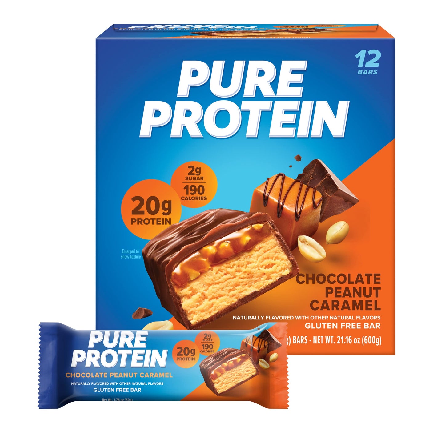 Buy now Pure Protein Chocolate Peanut Caramel Protein Bars – 20g Protein, 3g Sugar, 190 Calories (12 count) Low Sugar* High Protein Snack - Gluten Free - Perfect for a Healthy Snack at indiglob india