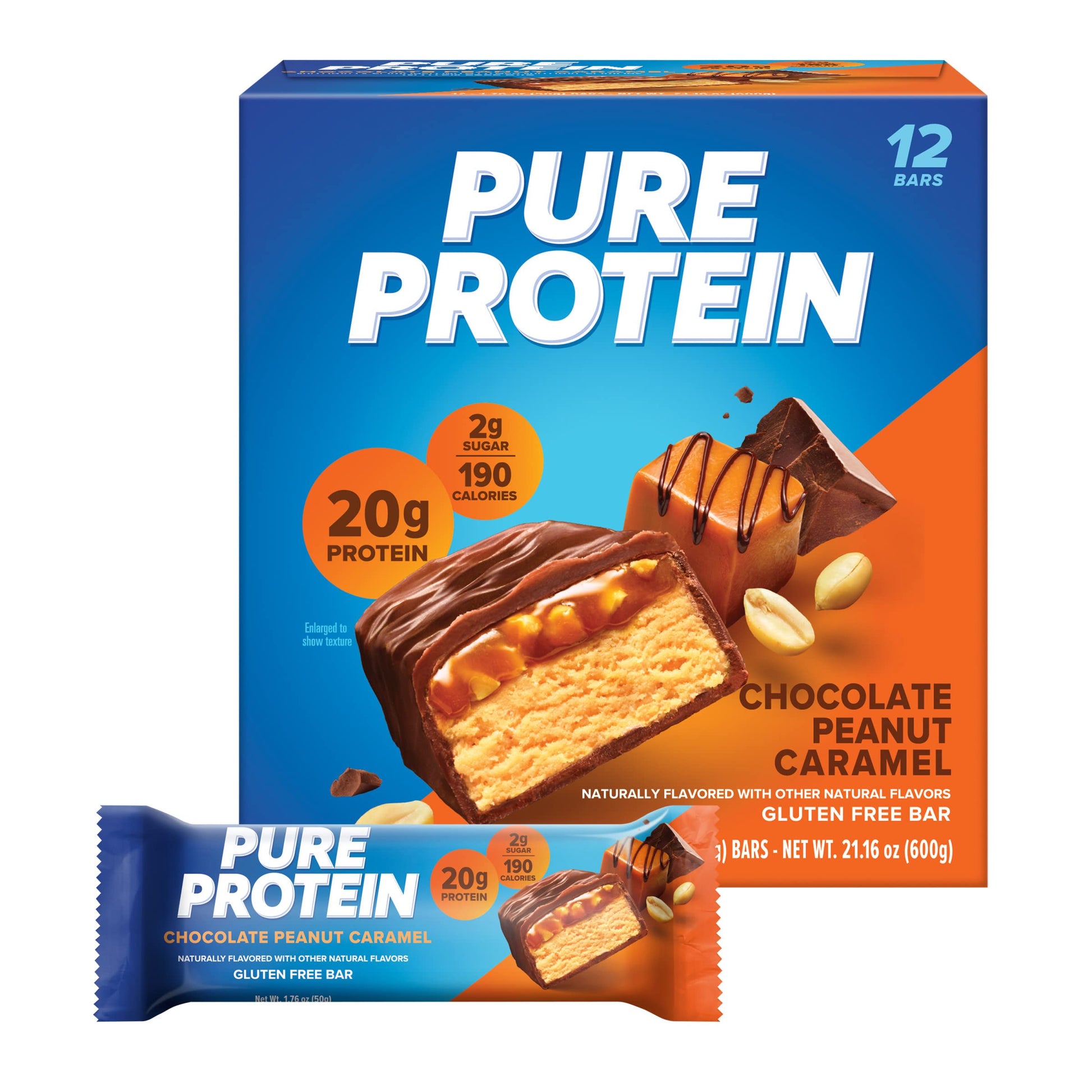 Buy now Pure Protein Chocolate Peanut Caramel Protein Bars – 20g Protein, 3g Sugar, 190 Calories (12 count) Low Sugar* High Protein Snack - Gluten Free - Perfect for a Healthy Snack Chocolate Peanut Caramel at indiglob india