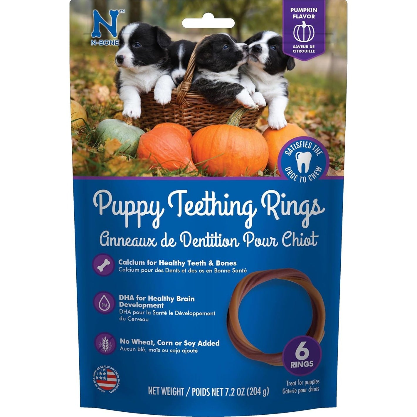 N-Bone Puppy Teething Ring Pumpkin Flavor 7.2 OZ/(6 Pack)