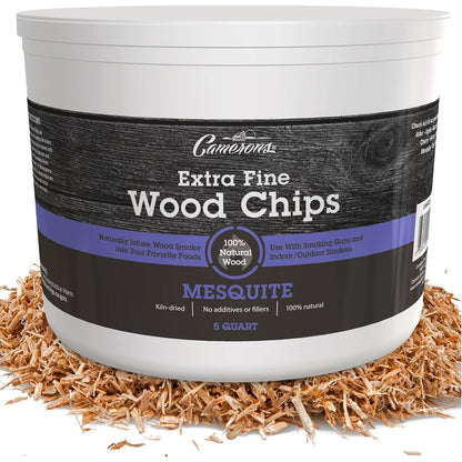 Camerons All Natural Extra Fine Mesquite BBQ Wood Chips for Smokers (5 Quart, 4.731L) Kiln Dried Wood Sawdust Shavings for Cocktail Smoking Guns, Stovetop Smokers, Smoke Boxes- Barbecue Grilling Gifts