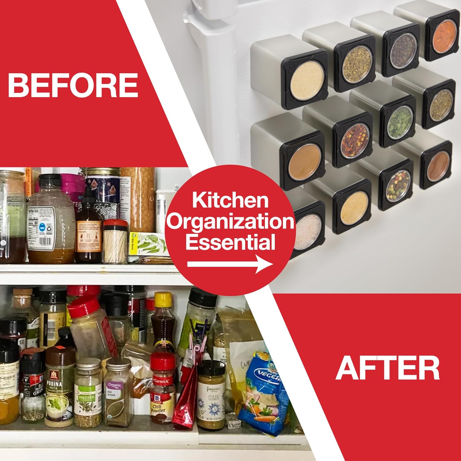 Buy now Set of 3 Magnetic Spice Jars, Shake or Pour Containers Attach to Most Refrigerator Doors & Appliances, Seasoning Dispensers- Easy To Open Window Top Shaker Lids- Kitchen Essential at indiglob india