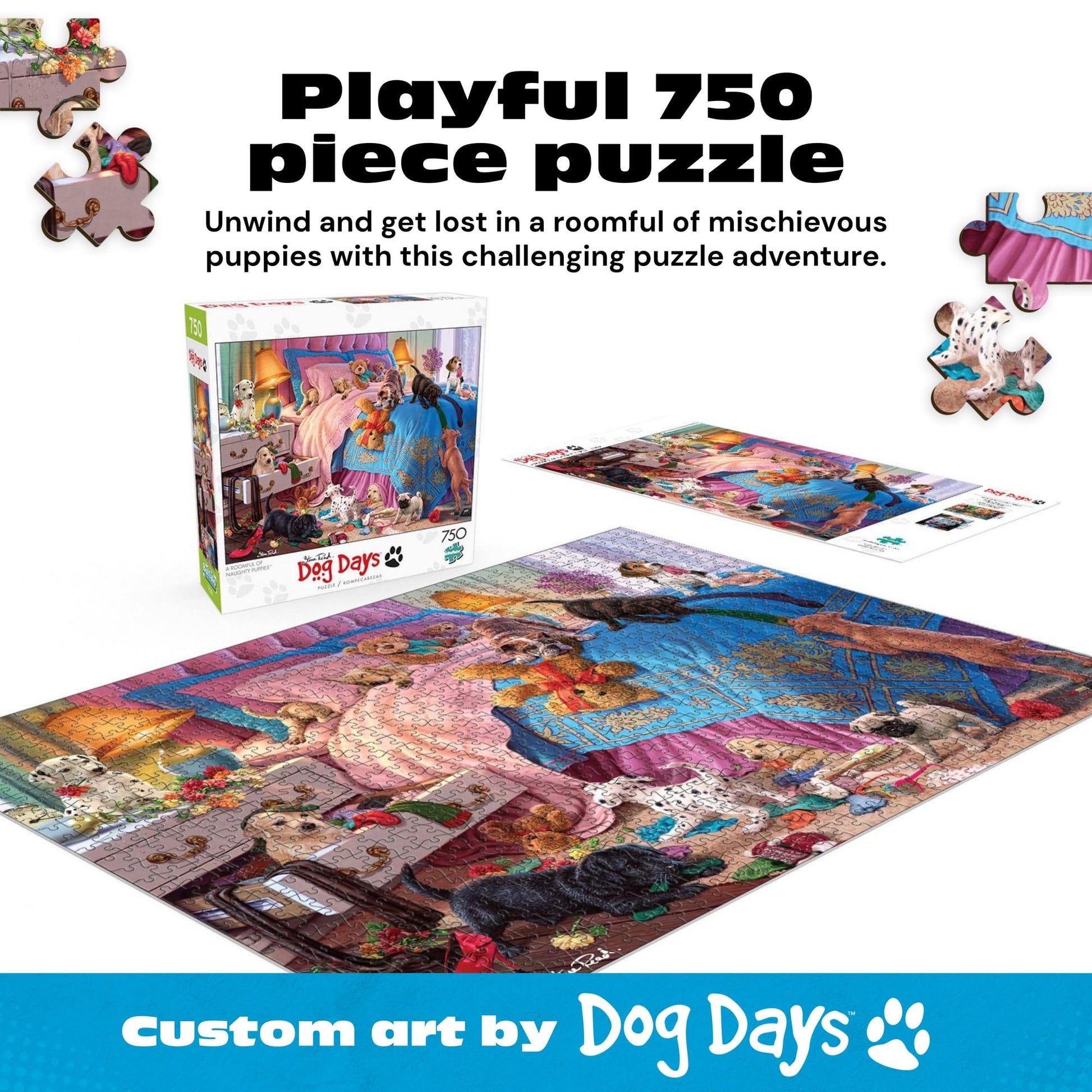 Buy now Buffalo Games - A Roomful of Naughty Puppies - Steve Read - 750 Piece Jigsaw Puzzle for Adults - Dog Lovers - Cute Puppy Puzzle with Bonus Poster - Finished Size 24.00 x 18.00 - Made in USA at indiglob india