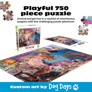 Buy now Buffalo Games - A Roomful of Naughty Puppies - Steve Read - 750 Piece Jigsaw Puzzle for Adults - Dog Lovers - Cute Puppy Puzzle with Bonus Poster - Finished Size 24.00 x 18.00 - Made in USA at indiglob india