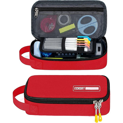 ECHSRT Large Pencil Case, Aesthetic Pen Pouch with Big Capacity, Minimalist Portable Stationery Bag with Handle for Office Organizer Aesthetic Pencil Cases