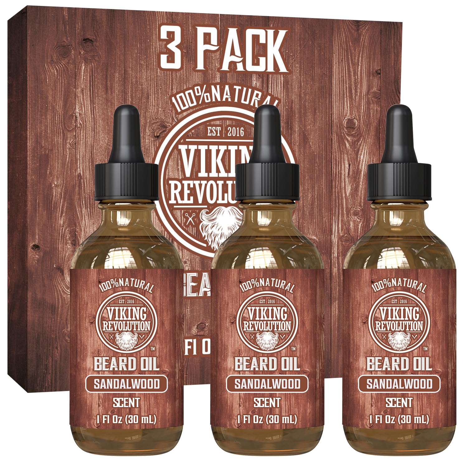Buy now Viking Revolution Beard Oil with Clary Sage for Men - Natural Blend with Argan and Jojoba Oils for Softening, Strengthening, and Moisturizing Sandalwood 1 Fl Oz (Pack of 3) at indiglob india