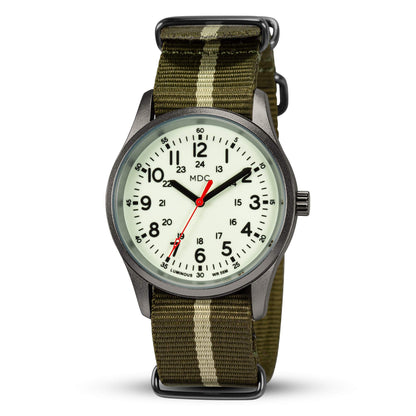 Buy now Infantry Mens Military Field Watch,Luminous Glow in The Dark Dial,Analog Tactical Wristwatch w/ 12/24 Hr Time,Japanese Quartz Movement,Slip-Thru Nylon Band,Reliable Work Watch for Men Black Green at indiglob india