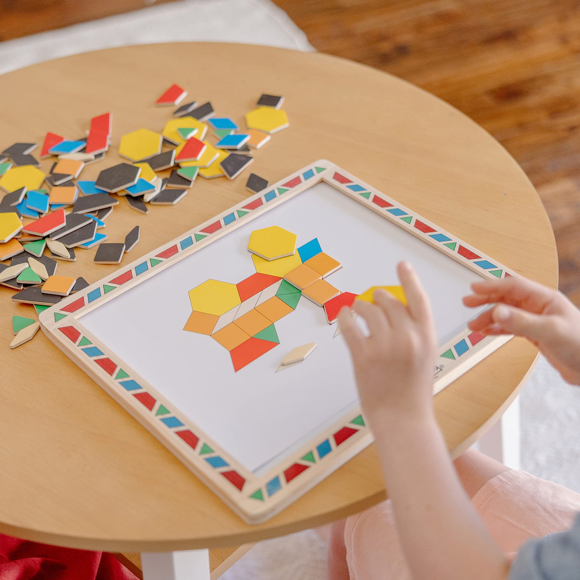 Buy now Melissa & Doug Deluxe Wooden Magnetic Pattern Blocks Set - Educational Toy with 120 Magnets and Carrying Case, Multi/None, 1 EA, English Only. at indiglob india