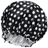 Satin Silk Bonnet for Curly Hair Bonnet Braid Bonnet for Sleeping Bonnets for Women Large Double-Layer Adjustable Black - Dots