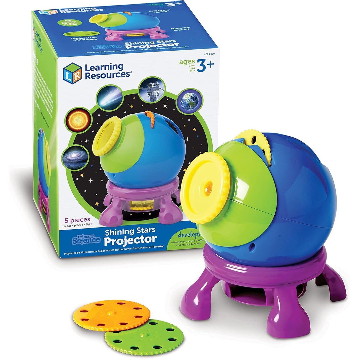 Learning Resources Shining Stars Projector, Solar System Space Toy Set, 5Piece Set, Ages 3+, Multicolor, Model:LER2830