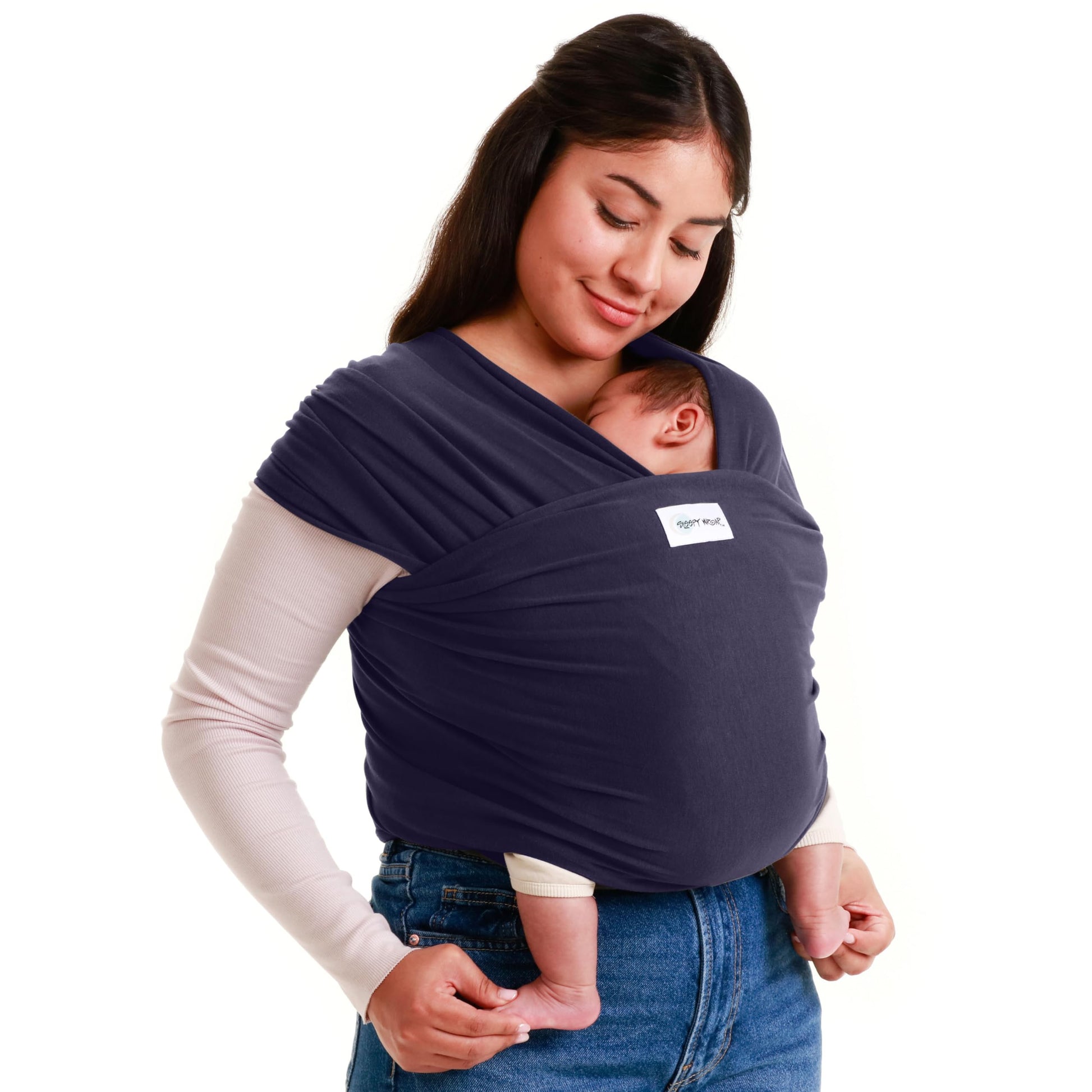 Buy now Sleepy Wrap Stretchy Ergonomic Baby Carrier Sling for Newborns to Toddlers - Hands-Free Lightweight Baby Wrap 7-35 lbs (Dark Gray) Poly-Spandex Blend Navy Blue at indiglob india