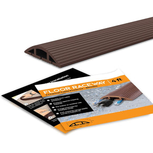 4-Foot Cord Cover - Floor Cable Management Kit for Indoor or Outdoor Use - 3-Channel Cable Raceway for Sidewalks or Walkways by Simple Cord (Brown)