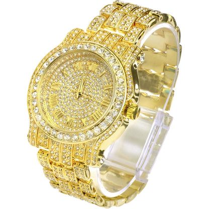 Techno Pave Men's Iced Diamond 45mm Metal Band Watch