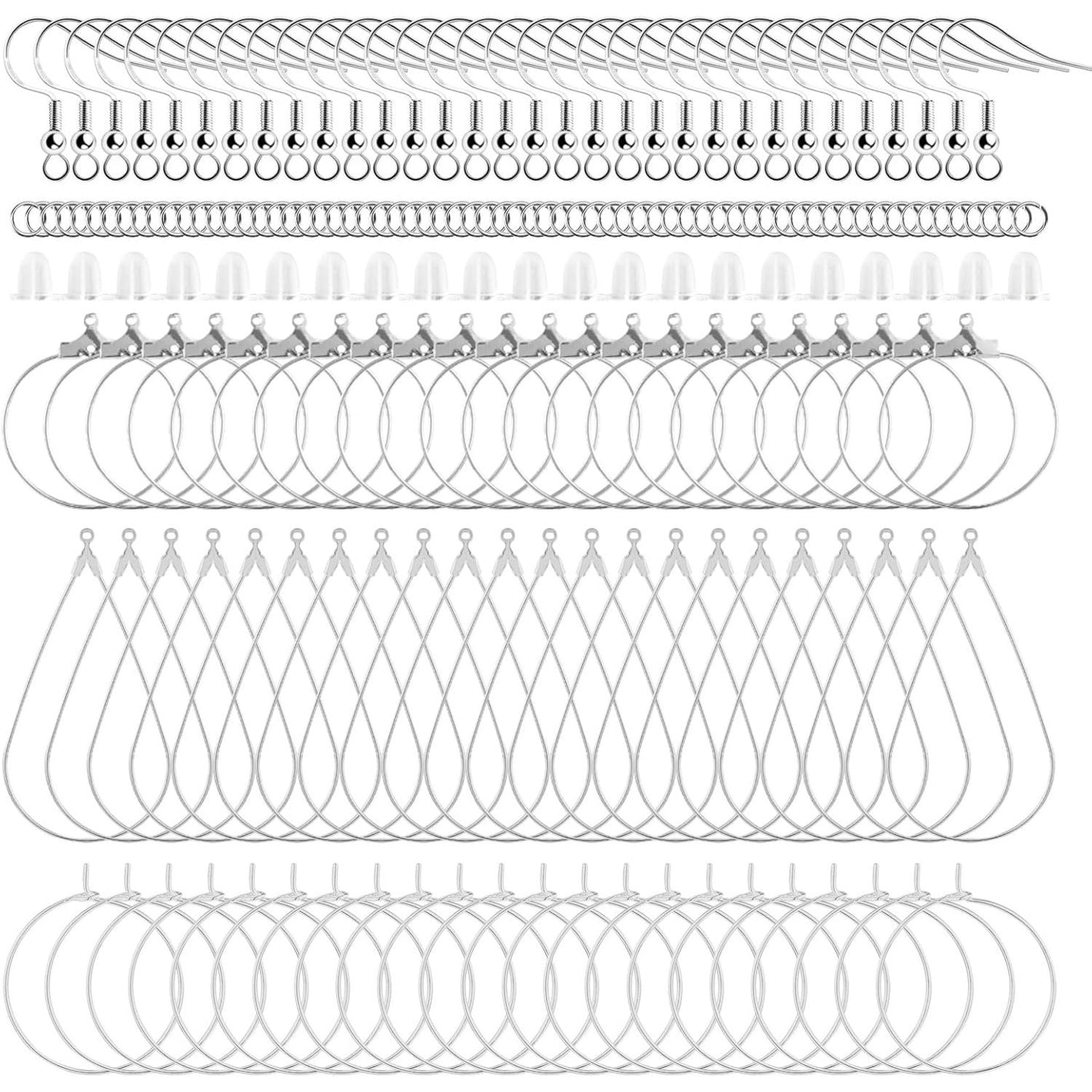 Buy now 400 Piece Sterling Silver Plated Earring Hooks, Hypoallergenic Earrings Making Kit with Beading Hoop Earring Finding Component Accessories, Earring Backs & Jump Rings for DIY Jewelry Craft at indiglob india