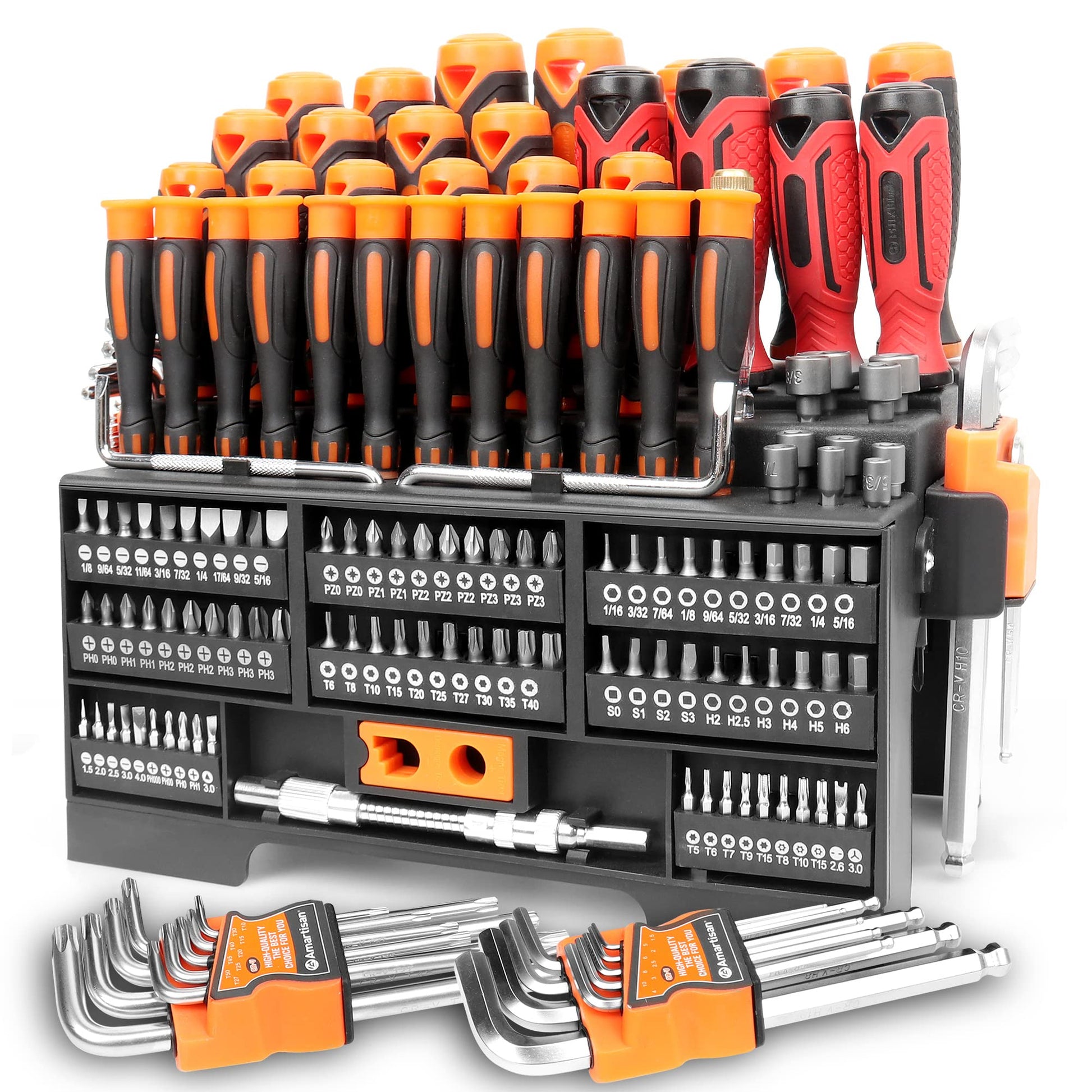 Buy now Amartisan 10-Piece Magnetic Screwdrivers Set, 5 Phillips and 5 Slotted Tips Professional Cushion Grip Screwdriver Set 146-Piece Screwdrivers Set at indiglob india