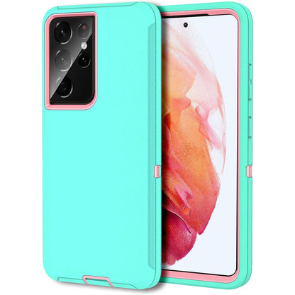 MXX Case Compatible with Galaxy S21 Ultra Case, 3-Layer Super Full Heavy Duty Body Bumper Cover/Shock Protection/Dust Proof, Designed for Samsung Galaxy S21 Ultra 5G 6.8 Inch 2021 (Green/Gray)