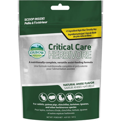 Oxbow Critical Care Herbivore, Emergency Guinea Pig Food, Rabbit Food for Recovery, Natural Anise Flavor, Veterinary Formula, Critical Care for Guinea Pig Emergency Kit, 141 gram bag