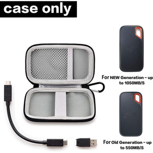 Hard Case Compatible with SanDisk 500GB/ 1TB/ 2TB/ 4TB Extreme Portable SSD - Up to 1050MB/s - USB-C, USB 3.2 Gen 2 - External for Solid State Drive. Carrying Travel Holder for USB Cables (Box Only)