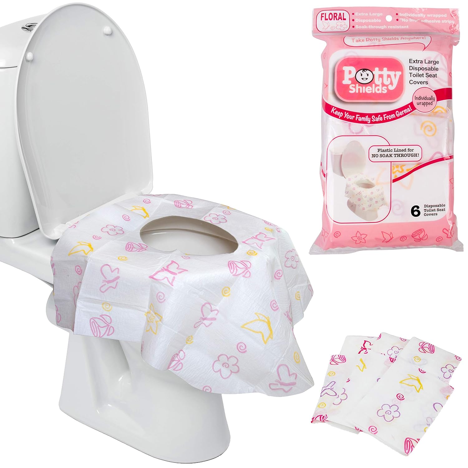 Buy now Toilet Seat Covers Disposable (12 Pack, Floral) - XL Waterproof Toilet Cover for Toddlers, Kids & Adults - Portable & Individually Wrapped for Travel, Potty Training & Public Restrooms 6 Pack Floral at indiglob india