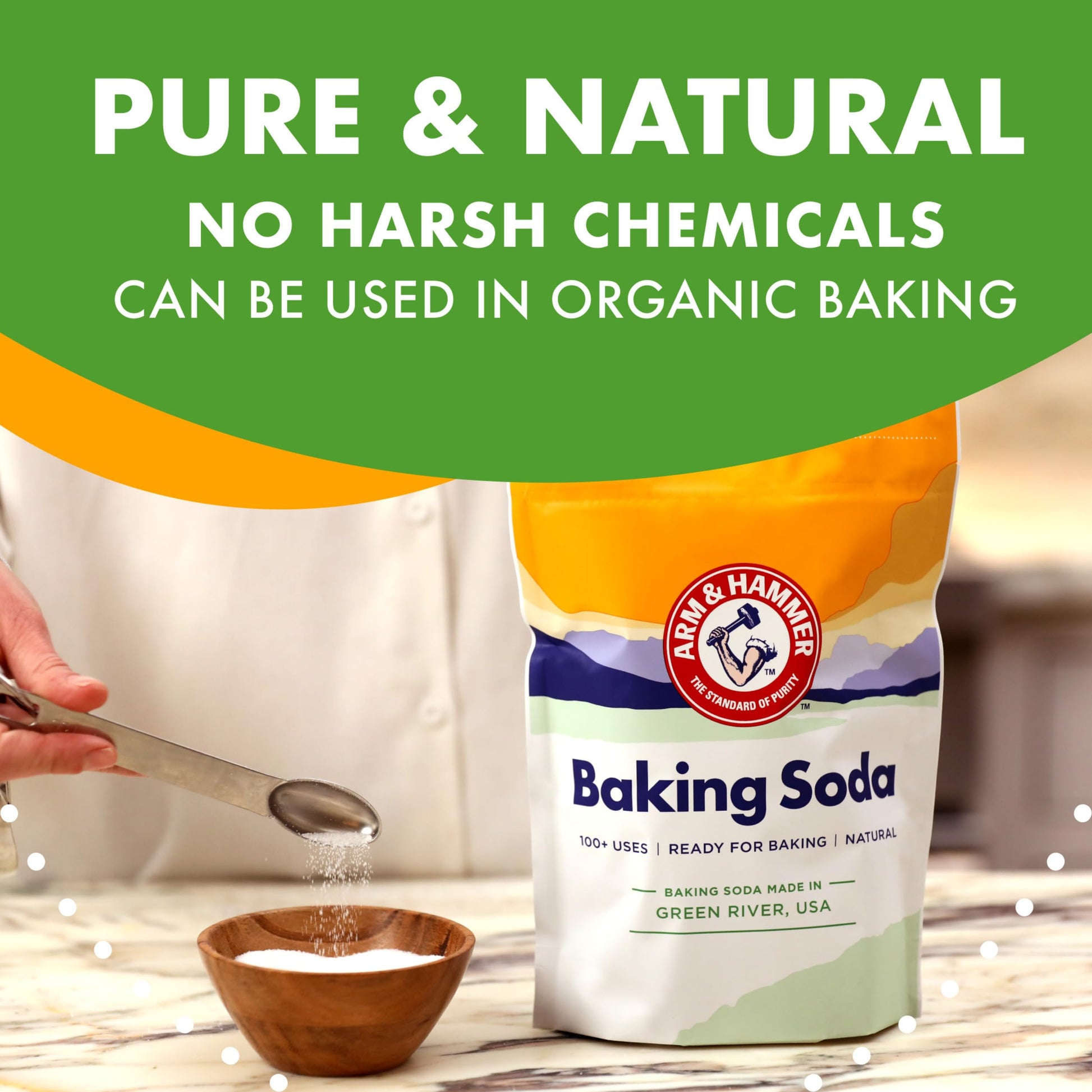 Buy now ARM & HAMMER Baking Soda Made in USA, Ideal for Baking, Pure & Natural, 2.7lb Bag at indiglob india