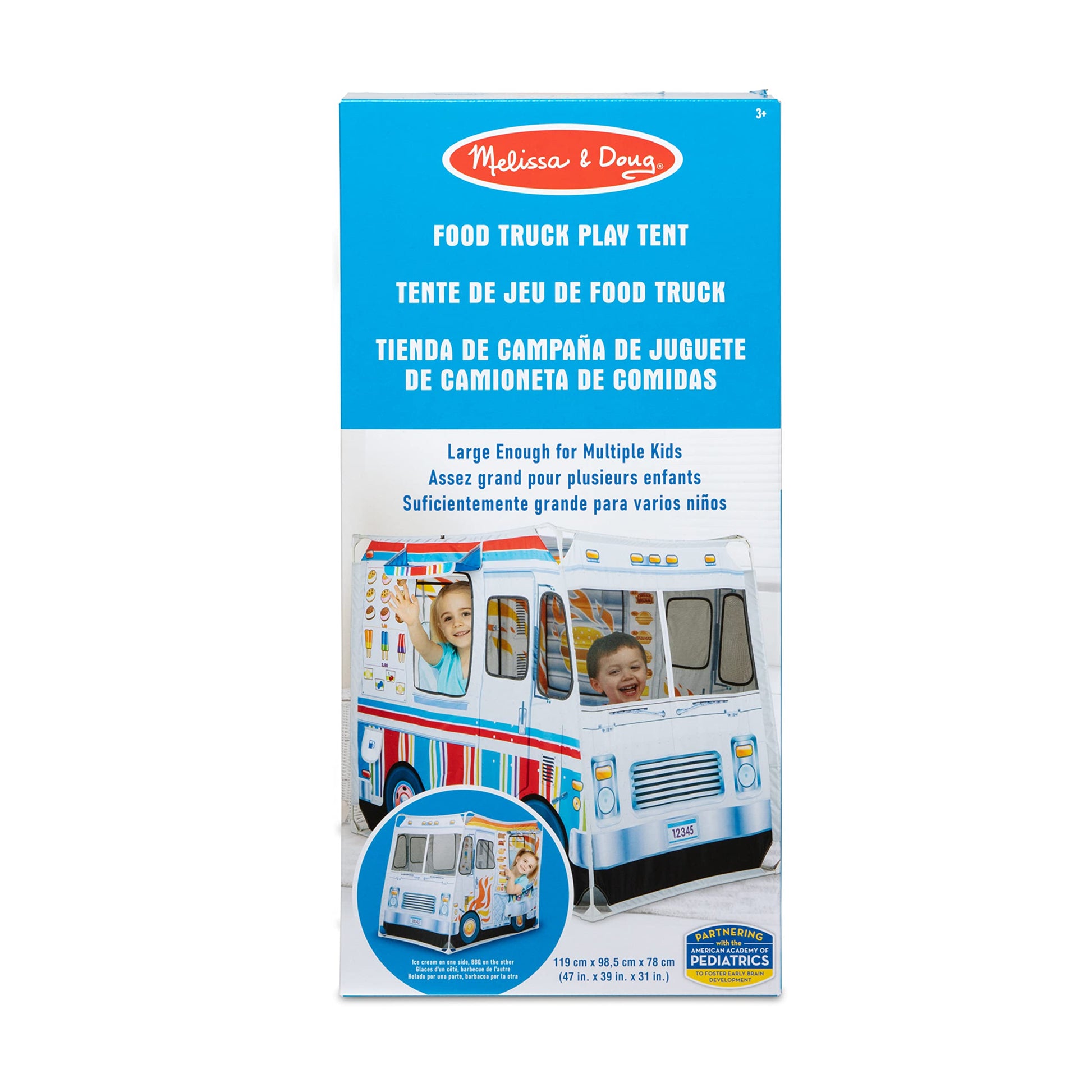 Buy now Melissa & Doug Fabric Double-Sided Food Truck Play Tent - Ice Cream and BBQ Role Play Toy Food Truck Tent, for Kids Ages 3+ at indiglob india