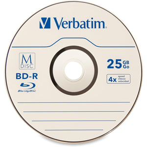 Verbatim M DISC BD-R 25GB 4X with Branded Surface Blank Blu-Ray Recordable Media – 25pk Spindle,Blue