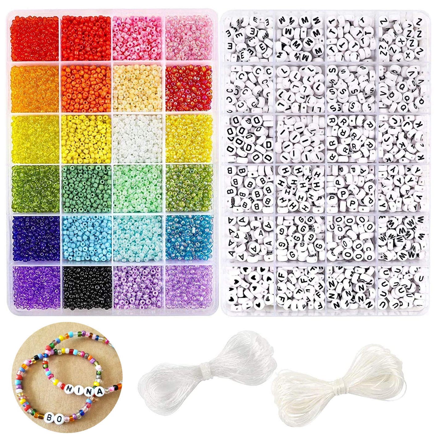 Buy now DICOBD Bracelet Making Kit, 12000pcs 3mm 24 Color Glass Seed Beads Kit, Friendship Bracelet Kit with Black Letters, DIY Jewelry Making Supplies for Kids, Girls, Beginners, Birthday Gift at indiglob india