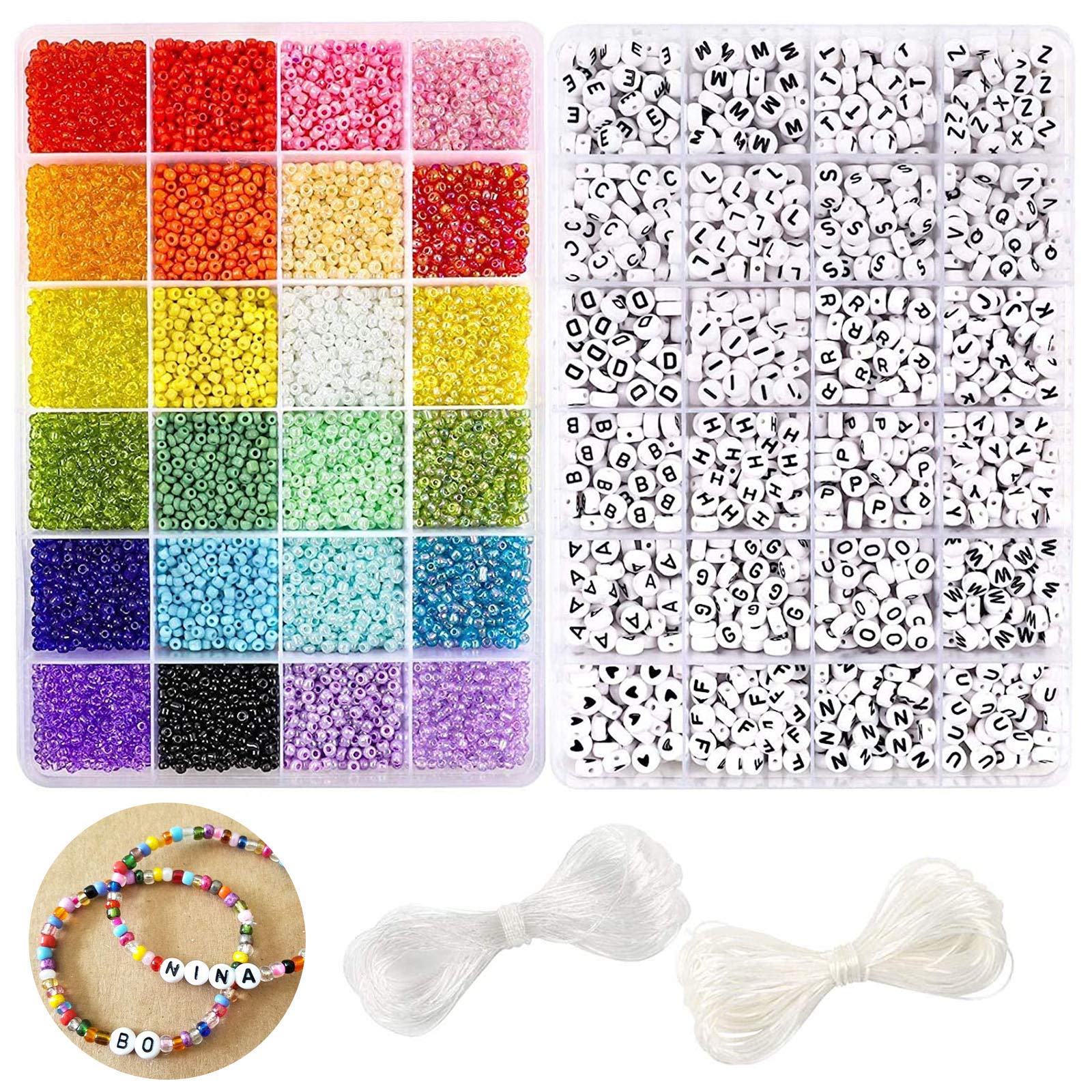 Buy now DICOBD Bracelet Making Kit, 12000pcs 3mm 24 Color Glass Seed Beads Kit, Friendship Bracelet Kit with Black Letters, DIY Jewelry Making Supplies for Kids, Girls, Beginners, Birthday Gift at indiglob india