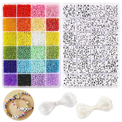 Buy now DICOBD Bracelet Making Kit, 12000pcs 3mm 24 Color Glass Seed Beads Kit, Friendship Bracelet Kit with Black Letters, DIY Jewelry Making Supplies for Kids, Girls, Beginners, Birthday Gift at indiglob india