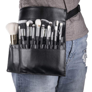 22 Pockets Professional Cosmetic Makeup Brush Bag with Artist Belt Strap for Women (Brush Not Included)