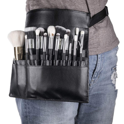 22 Pockets Professional Cosmetic Makeup Brush Bag with Artist Belt Strap for Women (Brush Not Included)