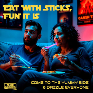 LIGHTSABER CHOPSTICKS LIGHT UP STAR WARS LED Glowing Light Saber Chop Sticks REUSABLE Sushi Lightup Sabers - 8 COLOR MODES 1 Pair