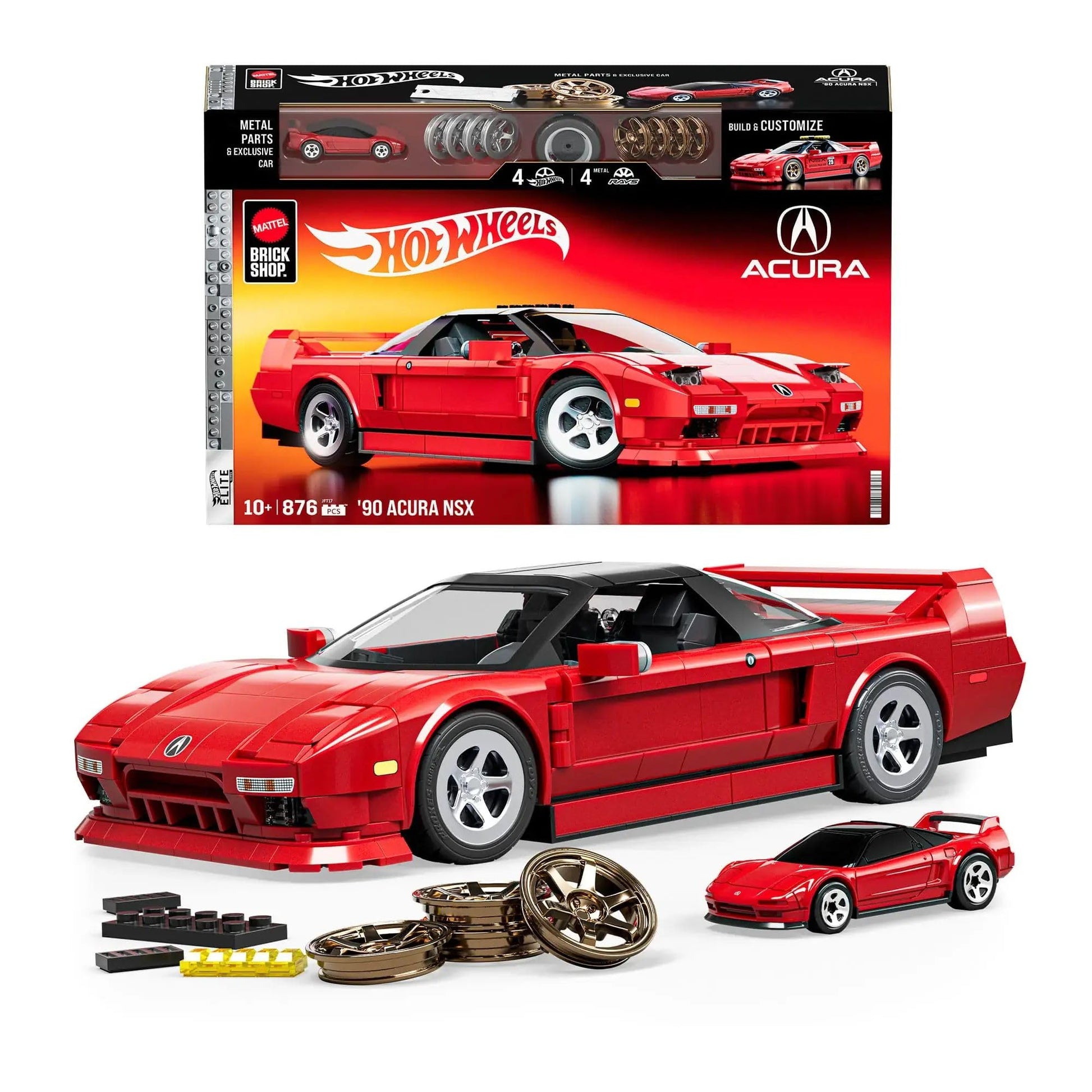 Buy now Hot Wheels 1/16 Honda Acura NSX 1990 Building Kit, 876 Pieces, Includes 1/64 Mini Car, Hot Wheels Mattel at indiglob india