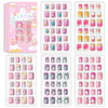 Laza 120pcs Children Nails Press On Pre-glue Full Cover Nail Tips Kit Glitter Gradient Color Rainbow Short Artificial False Nail Kits Lovely Christmas Gift for Children Kids Girls - Silver Pearl - Legend of Unicorn