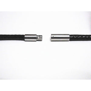 Glory Qin 3mm Black Silk Leather Cord Braided Imitation Leather rope Chain Stainless Steel Clasp Necklace Rope 16 TO 28 Inch (24 Inch)