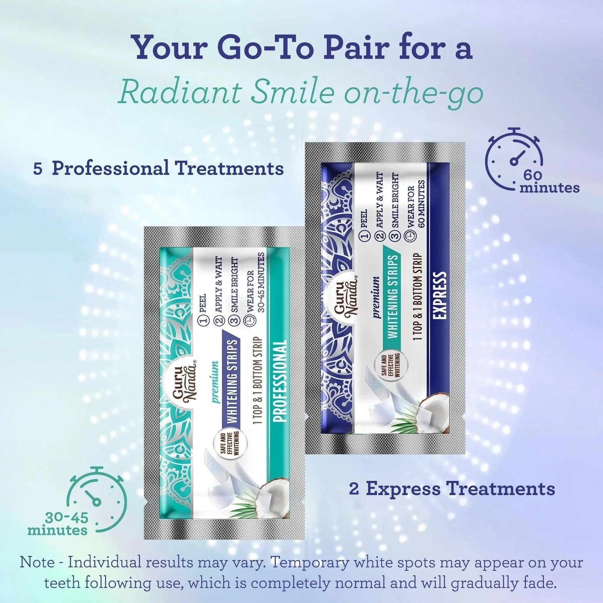Buy now GuruNanda Teeth Whitening Strips - 7-Day Treatment with Non-Slip, Dry Strip Technology - Whitening Designed with Care for a Brighter Smile at indiglob india