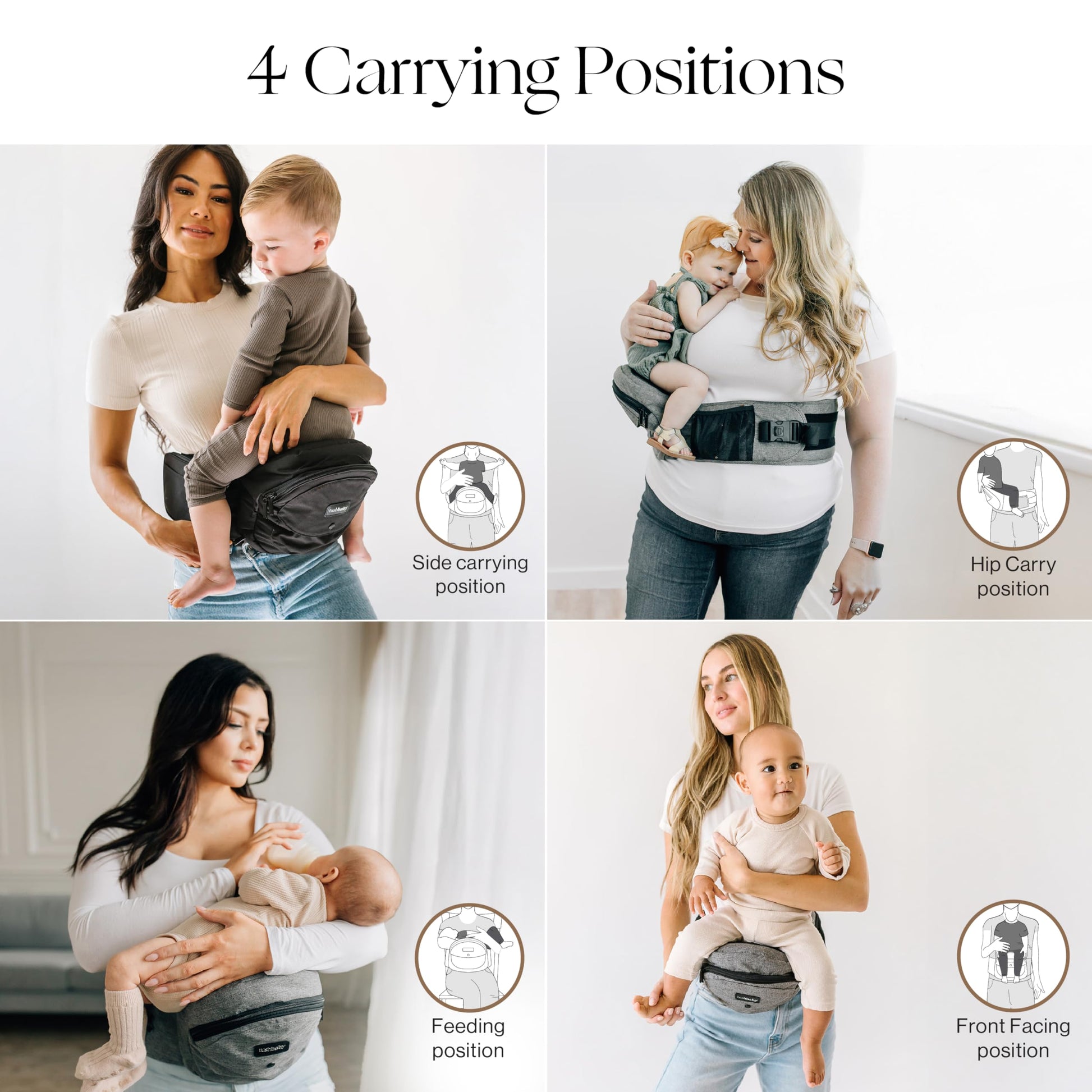 Buy now Tushbaby Original Hip Seat Baby Carrier for Babies & Toddlers up to 45 lbs, Safety Certified, Lightweight No-Foam Design with Storage & Nursing Support, Grey at indiglob india