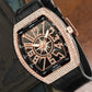 Buy now PINTIME Luxury Men's Crystal Watch Rosegold Tonneau Fashion Bling Iced Out Diamond Watch for Men Hip Hop Rapper, Black Dial at indiglob india
