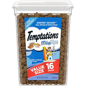 Temptations MixUps Surfer's Delight Flavor Crunchy and Soft Cat Treats, 16 oz. Tub