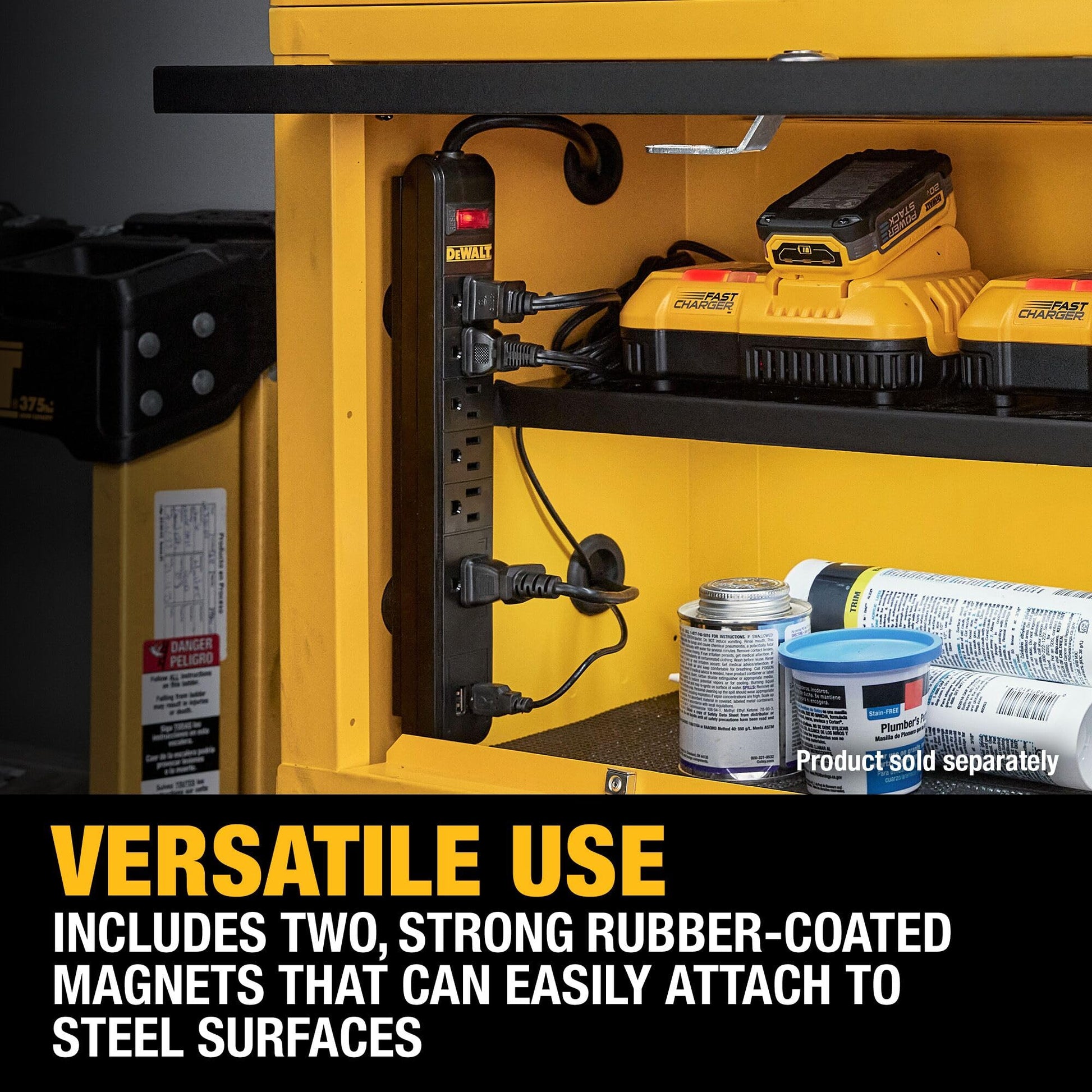 Buy now DEWALT Magnetic Power Strip with 6 Power Outlets, DEWALT Workshop Storage System Compatible (DWST82693) at indiglob india