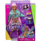 Barbie Extra Doll & Accessories with Long Pink Braids in Teal Floral Jacket & 2-Piece Floral Outfit with DJ Pet Mouse