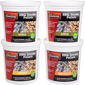 Camerons Smoking BBQ Wood Pellets (Apple, Cherry, Hickory, Mesquite)- 4 Pack of Pints Value Pack - 100% All Natural Kiln Dried Barbecue Wood for Smoker Grill & Pellet Grill Set