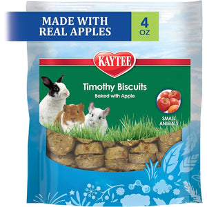 Kaytee Timothy Biscuits Baked Treat for Pet Guinea Pigs, Rabbits & Other Small Animals, Apple, 4 oz