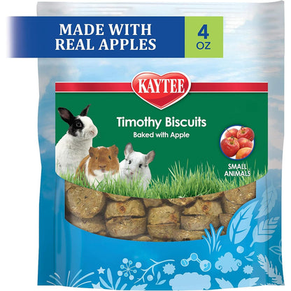 Kaytee Timothy Biscuits Baked Treat for Pet Guinea Pigs, Rabbits & Other Small Animals, Apple, 4 oz