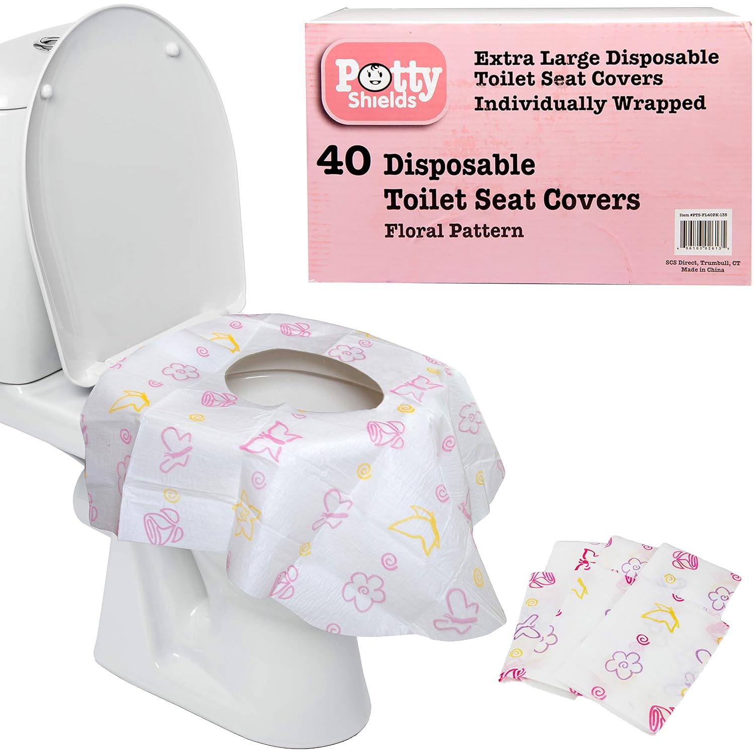 Buy now Toilet Seat Covers Disposable (12 Pack, Floral) - XL Waterproof Toilet Cover for Toddlers, Kids & Adults - Portable & Individually Wrapped for Travel, Potty Training & Public Restrooms 40 Count (Pack of 1) Floral at indiglob india