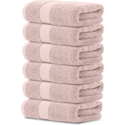 Luxury White Hand Towels - Soft 100% Turkish Cotton | Highly Absorbent Hotel spa Bathroom Towel Collection | 16x30 Inch | Set of 6