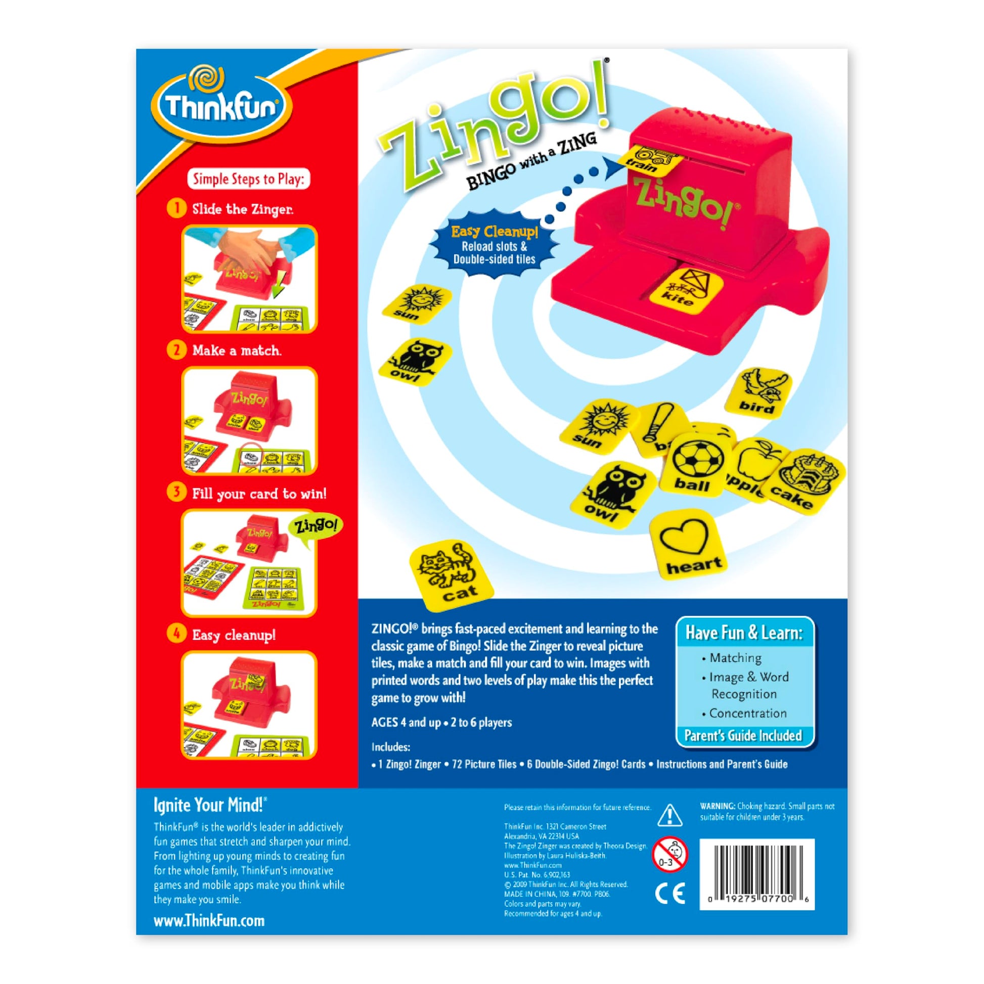 Buy now ThinkFun Zingo Bingo Award Winning Preschool Game for Pre-Readers and Early Readers Age 4 and Up - One of the Most Popular Board Games for Boys and Girls and their Parents (97700) at indiglob india